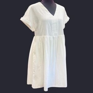 UNIVERSAL THREAD White Linen Babydoll Pullover Loose Dress, size M